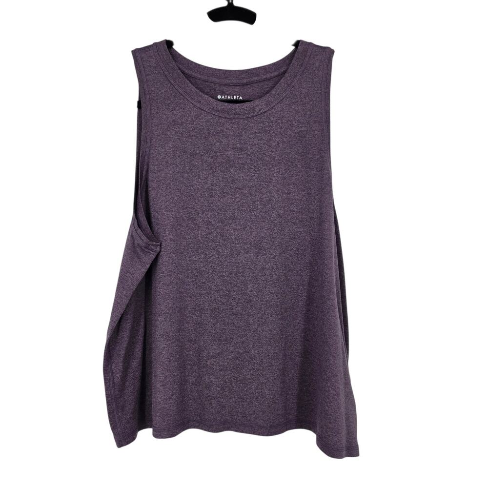 Athleta Plum Heather Purple Uptempo Relaxed Crew Neck UPF Yoga Tank Top Size L